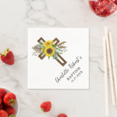 ボホサンフラワー&ユーカリ素朴クロス洗礼 スタンダードカクテルナプキン (インサイチュ)