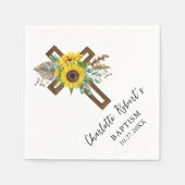 ボホサンフラワー&ユーカリ素朴クロス洗礼 スタンダードカクテルナプキン (正面)