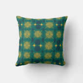 ボホサンムーンスターズベビーティール（緑がかった色）イエローパーソナライズされた クッション (裏面)