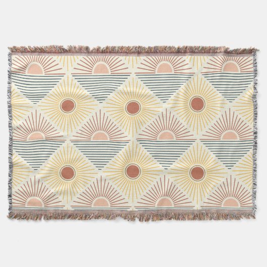 ボホサンモダンコットンフリンジブランケット スローブランケット (正面)