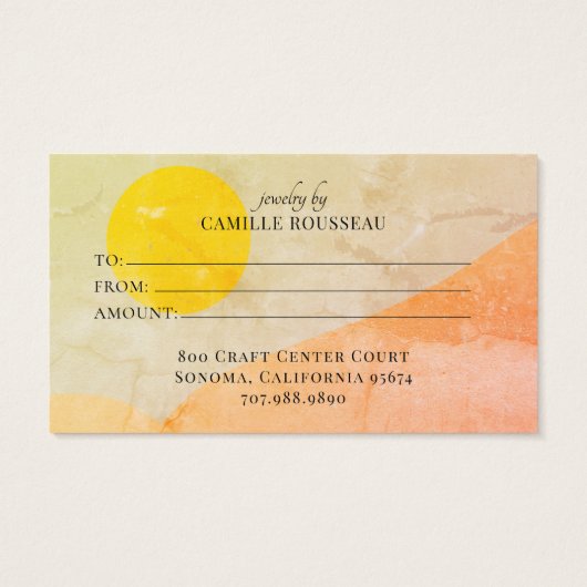 ボホサンライズデザート抽象芸術ギフトカード (裏面)