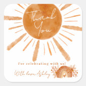 ボホサンレインボーオレンジベイビー感謝していシャワーあなた スクエアシール (正面)