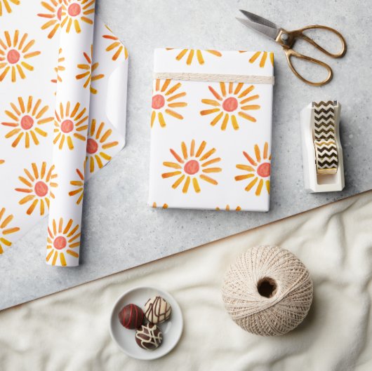 ボホサン誕生日ベビーシャワー男女兼用ガール ラッピングペーパー (クラフト)