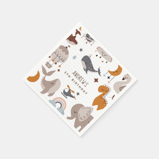 ボホシアルアニマルボヘミアンレインボーキッドパーティー スタンダードカクテルナプキン (角)