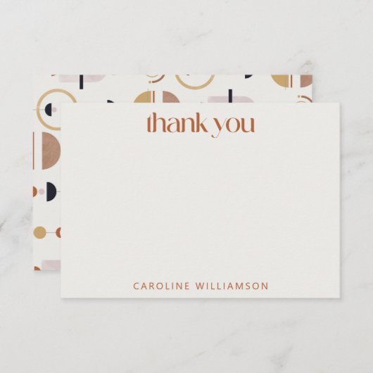 ボホシアルテラコッタ文パーソナライズされた房具 サンキューカード (正面/裏面)
