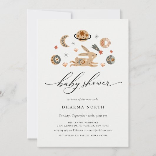 ボホシアルバニーベビーシャワー招待状 招待状 (正面)