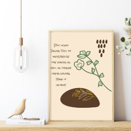 ボホシェイプシンプルズ緑の花引用文 ポスター