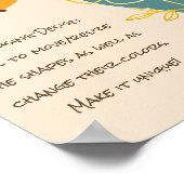 ボホシェイプシンプル金ゴールドフラワー引用文 ポスター (角)