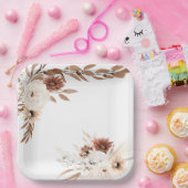 ボホシエナアンドベージュフローラ紙プレート ペーパープレート (パーティー)