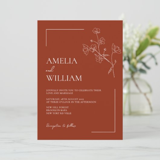 ボホシエナテラコッタフローラ結婚式招待状 招待状 (スタンド正面)