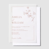 ボホシエナテラコッタ結婚フローラ ベラム紙招待状 (オフセット)