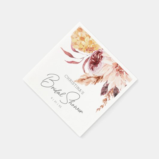 ボホシエレガントックウォーターカラーフローラブライダルシャワー スタンダードカクテルナプキン (角)