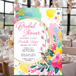 ボホシカラフルックウォーターカラーブライダルシャワー 招待状