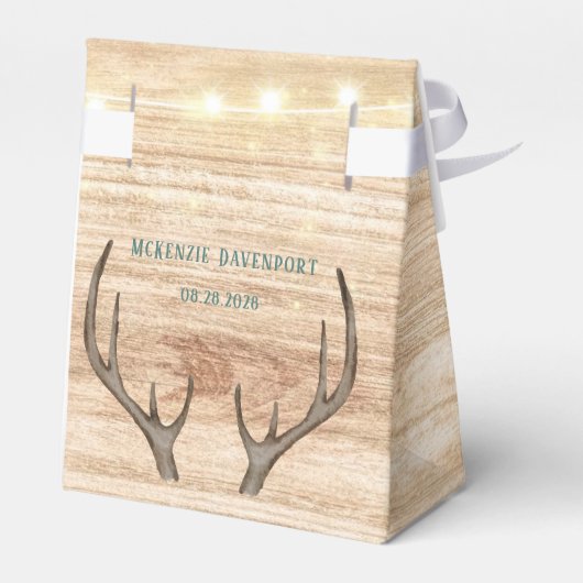 ボホシカ〔雄ジカの〕枝角と花模様ウッドズ結婚ズ フェイバーボックス (裏面サイド)