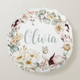 ボホシッお洒落クバニーラビットボタニカルフローラ ラウンドクッション