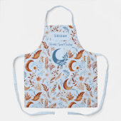 ボホシックで三日月と花の模様 エプロン (正面)