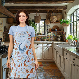 ボホシックで三日月と花の模様 エプロン