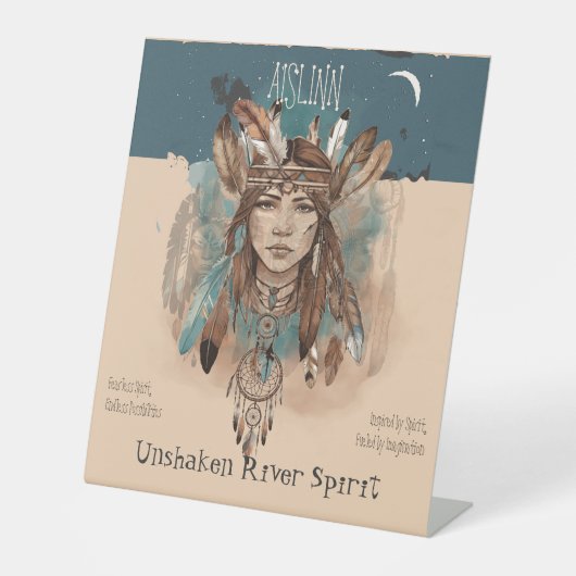 ボホシックで恐れを知らない女の子アート 台座サイン (正面)