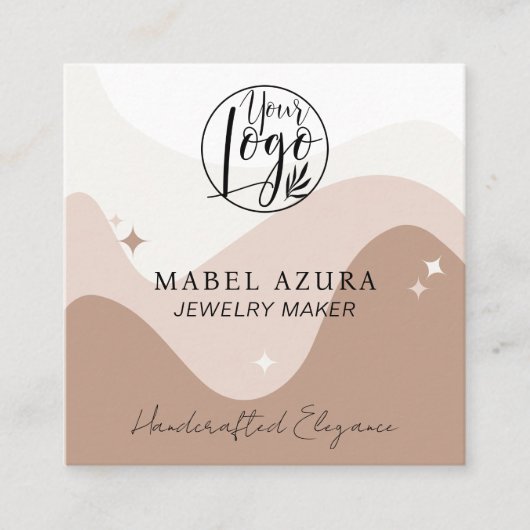 ボホシックなアーストーンジュエリーメーカーQrロゴ スクエア名刺 (正面)