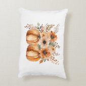 ボホシックなカボチャと花のパターン感謝祭 アクセントクッション (裏面(縦))