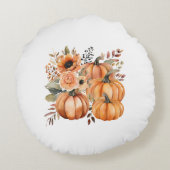 ボホシックなカボチャと花のパターン感謝祭 ラウンドクッション (裏面)
