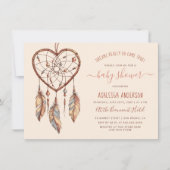 ボホシックなドリームキャッチャー素朴トライバルベビーシャワー 招待状 (正面)