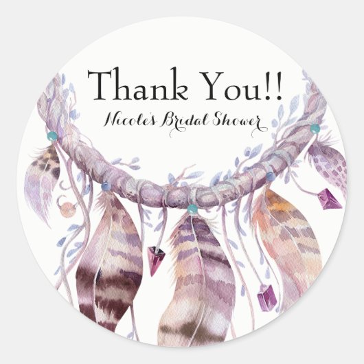 ボホシックなボヘミアンの羽ドリームキャッチャーの好意 ラウンドシール (正面)