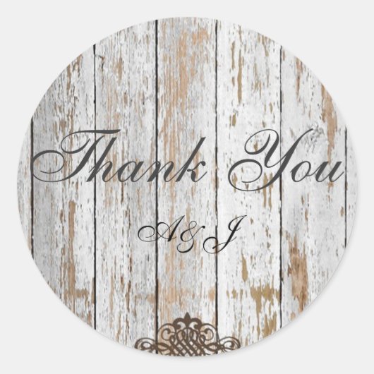 ボホシックな納屋の木の素朴な田舎結婚式 ラウンドシール (正面)