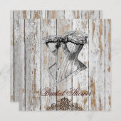 ボホシックな納屋の木の素朴な田舎結婚式 招待状 (正面/裏面)