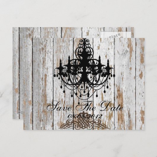 ボホシックな納屋の木の素朴な田舎結婚式 案内ポストカード (正面/裏面)