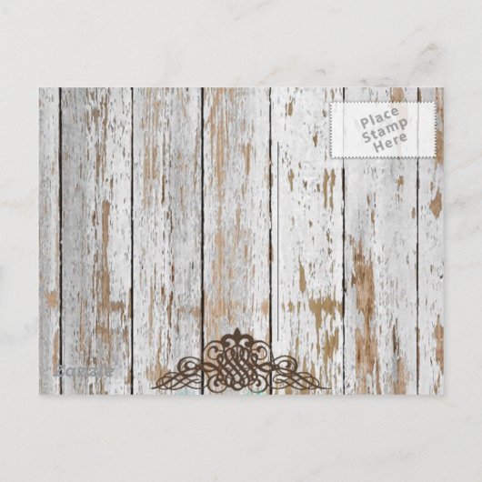 ボホシックな納屋の木の素朴な田舎結婚式 案内ポストカード (裏面)