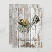 ボホシックな納屋の木の素朴な田舎結婚式 案内ポストカード (正面/裏面)