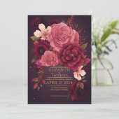 ボホシックな紫とダークパープル。 招待状 (スタンド正面)