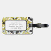 ボホシックな黒と黄色のイカットの部族柄 ラゲッジタグ (裏面横)