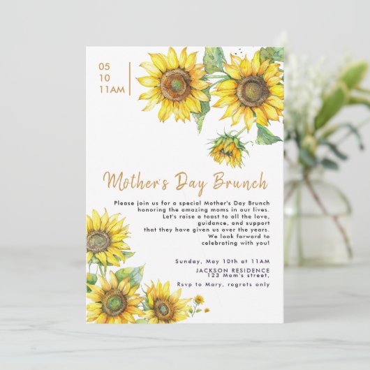 ボホシックひまわり母の日 招待状 (スタンド正面)