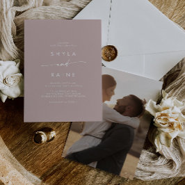 ボホシックほこりっぽいバラカジュアルピンク結婚フォト 招待状