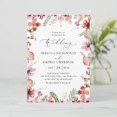 ボホシックほこりっぽいピンク結婚の花 招待状 (スタンド正面)