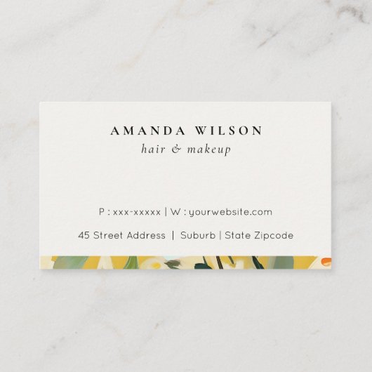 ボホシックイエローオークレー絵を描フローラロイアリティ 名刺 (裏面)