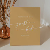 ボホシックイエローマリゴールド結婚ズゲストブック 台座サイン