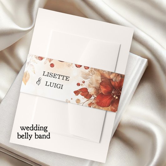 ボホシックイタリアンレッドフローラ結婚ズ 招待状ベリーバンド