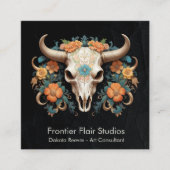 ボホシックウォーターカラーアールデコフローラカウスカル スクエア名刺 (正面)