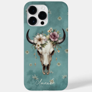ボホシックウォーターカラーティール(緑がかった色)フローラカウスカル Case-Mate iPhone 14 PRO MAXケース