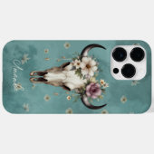 ボホシックウォーターカラーティール（緑がかった色）フローラカウスカル Case-Mate iPhoneケース (裏面 (横))