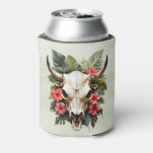 ボホシックウォーターカラートロピカルフローラ牛スカル 缶クーラー (缶裏面)