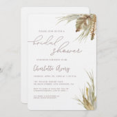 ボホシックウォーターカラーパンパスグラスブライダルシャワー 招待状 (正面/裏面)