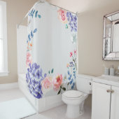 ボホシックウォーターカラーフラワー花模様 シャワーカーテン (インサイチュ)