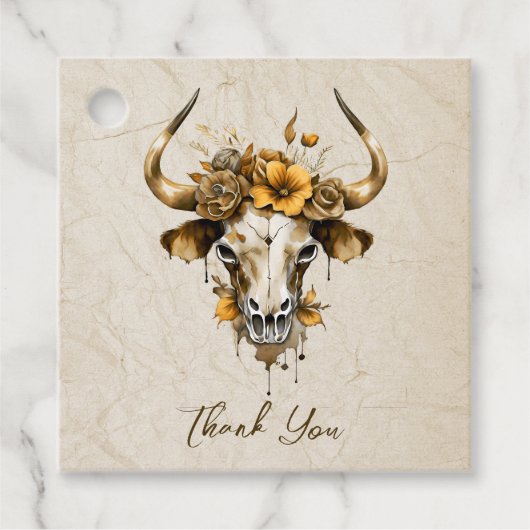 ボホシックウォーターカラーフローラカウースカル結婚ズ フェイバータグ (正面)