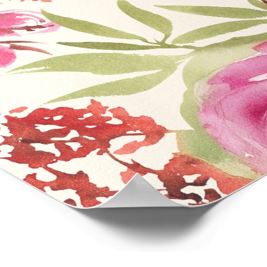 ボホシックウォーターカラーフローラブライダルシャワーウェルカム ポスター (角)