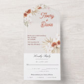 ボホシックウォーターカラーフローラ結婚ズ オールインワン招待状 (内側)