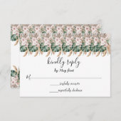 ボホシックウォーターカラーフローラ結婚ズ 出欠カード (正面/裏面)